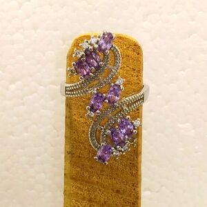 Amethyst and cz ring sz.9ish